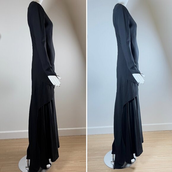 VERA WANG 90's Vintage Black Long Sleeve Evening Gown - Picture 4 of 7